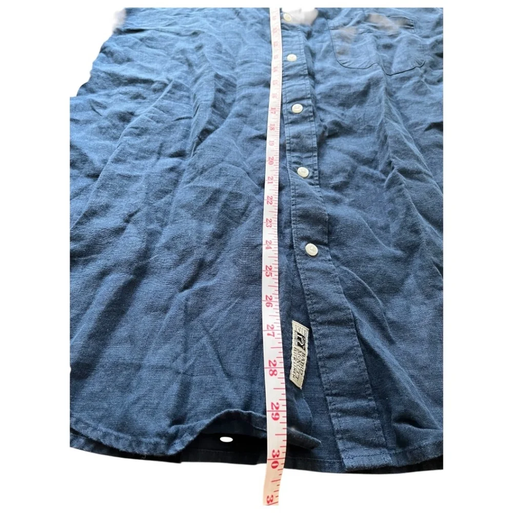 J Crew Irish Linen Blue Button Down Oversized Shirt Size Large - Picture 5 of 9